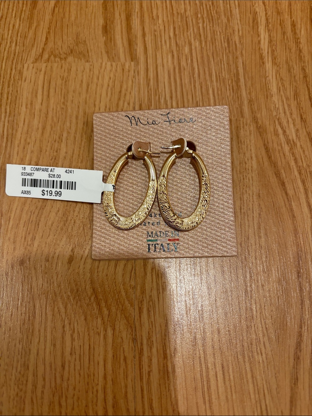 Mia Faia Gold Textured Oval Hoop Earrings